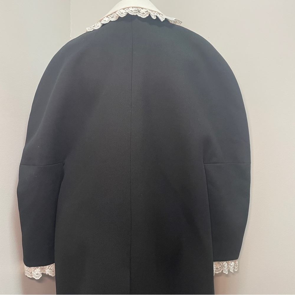 NEW! Shushu/Tong- Black Round Sleeve Coat White Collar UK 10 US 6 Oversized - Picture 12 of 15
